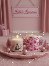 Load image into Gallery viewer, &#39;Pinkmas Tree and Snowman&#39; Pink &amp; White Glossy Mug
