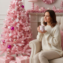 Load image into Gallery viewer, Pink Holiday Mug with Pink Color Inside
