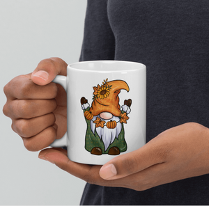 'Autumn Gnome' White Glossy Mug