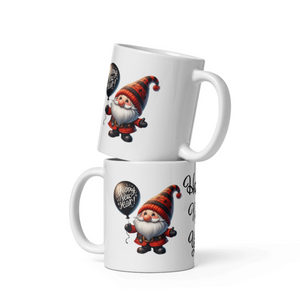 'Happy New Year Gnomie' White Glossy Mug