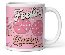 Load image into Gallery viewer, &#39;Feeling Lucky&#39; White &amp; Pink Glossy Mug
