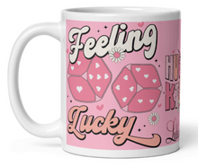 Load image into Gallery viewer, &#39;Feeling Lucky&#39; White &amp; Pink Glossy Mug
