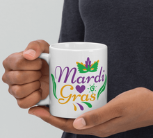 Load image into Gallery viewer, &#39;Mardi Gras Mask&#39; White Glossy Mug
