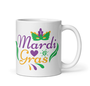 'Mardi Gras Mask' White Glossy Mug