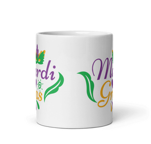 'Mardi Gras Mask' White Glossy Mug