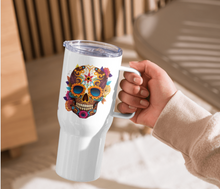 Load image into Gallery viewer, &#39;Skull With Flowers&#39; Travel Mug With A Handle
