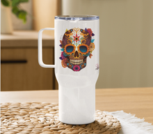 Load image into Gallery viewer, &#39;Skull With Flowers&#39; Travel Mug With A Handle
