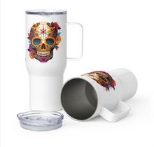 Load image into Gallery viewer, &#39;Skull With Flowers&#39; Travel Mug With A Handle
