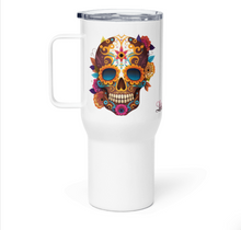 Load image into Gallery viewer, &#39;Skull With Flowers&#39; Travel Mug With A Handle
