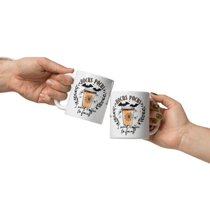 'Hocus Pocus I Need Coffee To Focus' White Glossy Mug