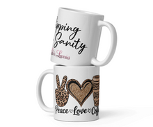 Load image into Gallery viewer, &#39;Peace, Love &amp; Coffee Sipping On Sanity&#39; White Glossy Mug
