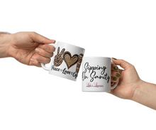 Load image into Gallery viewer, &#39;Peace, Love &amp; Coffee Sipping On Sanity&#39; White Glossy Mug
