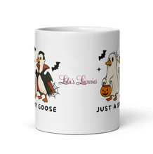 Load image into Gallery viewer, &#39;Just A Spooky Goose&#39; Halloween White Glossy Mug
