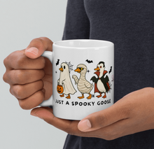 Load image into Gallery viewer, &#39;Just A Spooky Goose&#39; Halloween White Glossy Mug
