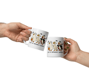 'Just A Spooky Goose' Halloween White Glossy Mug