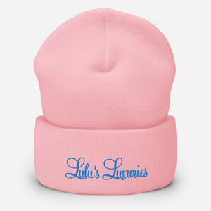 'Lulu's Luxuries' Blue Logo Cuffed Beanie