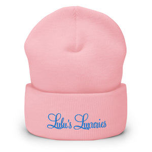 'Lulu's Luxuries' Blue Logo Cuffed Beanie