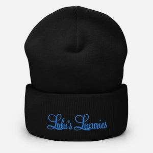 'Lulu's Luxuries' Blue Logo Cuffed Beanie