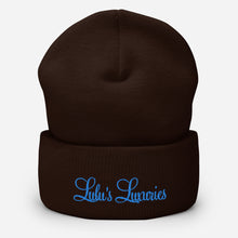 Load image into Gallery viewer, &#39;Lulu&#39;s Luxuries&#39; Blue Logo Cuffed Beanie
