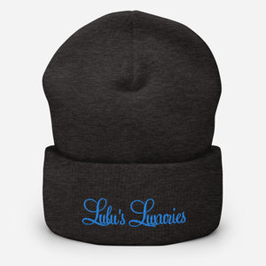 'Lulu's Luxuries' Blue Logo Cuffed Beanie