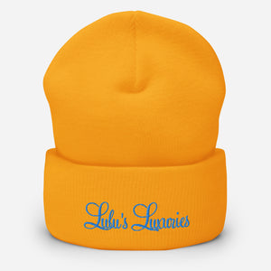 'Lulu's Luxuries' Blue Logo Cuffed Beanie