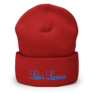 'Lulu's Luxuries' Blue Logo Cuffed Beanie