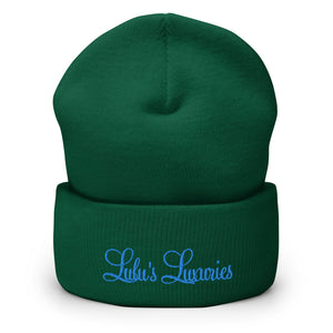 'Lulu's Luxuries' Blue Logo Cuffed Beanie