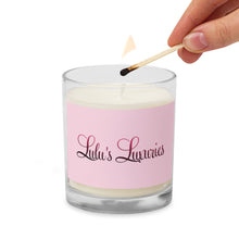 Load image into Gallery viewer, &#39;Lulu&#39;s Luxuries&#39; Pink &amp; White Glass Jar Soy Wax Candle
