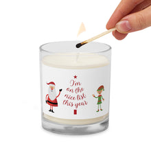 Load image into Gallery viewer, &#39;I&#39;m On The Nice List&#39; Santa and Elf Glass Jar Soy Wax Candle
