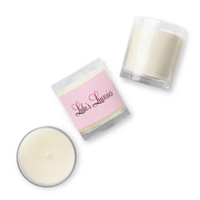 Load image into Gallery viewer, &#39;Lulu&#39;s Luxuries&#39; Pink &amp; White Glass Jar Soy Wax Candle
