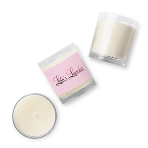 'Lulu's Luxuries' Pink & White Glass Jar Soy Wax Candle