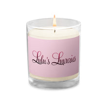 Load image into Gallery viewer, &#39;Lulu&#39;s Luxuries&#39; Pink &amp; White Glass Jar Soy Wax Candle
