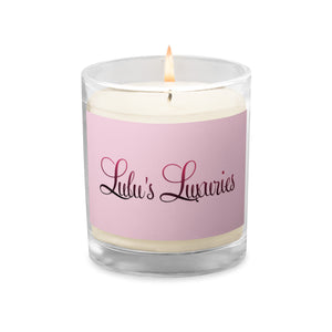 'Lulu's Luxuries' Pink & White Glass Jar Soy Wax Candle