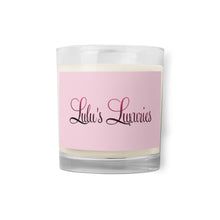 Load image into Gallery viewer, &#39;Lulu&#39;s Luxuries&#39; Pink &amp; White Glass Jar Soy Wax Candle
