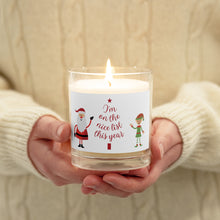 Load image into Gallery viewer, &#39;I&#39;m On The Nice List&#39; Santa and Elf Glass Jar Soy Wax Candle
