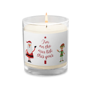 'I'm On The Nice List' Santa and Elf Glass Jar Soy Wax Candle