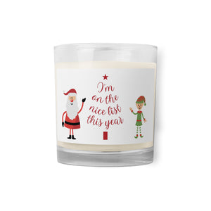 'I'm On The Nice List' Santa and Elf Glass Jar Soy Wax Candle