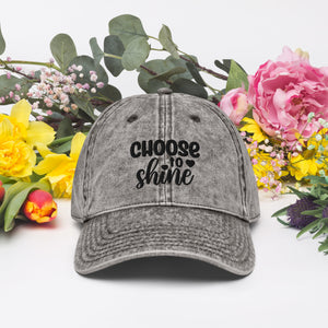 'Choose To Shine' Vintage Cotton Twill Cap