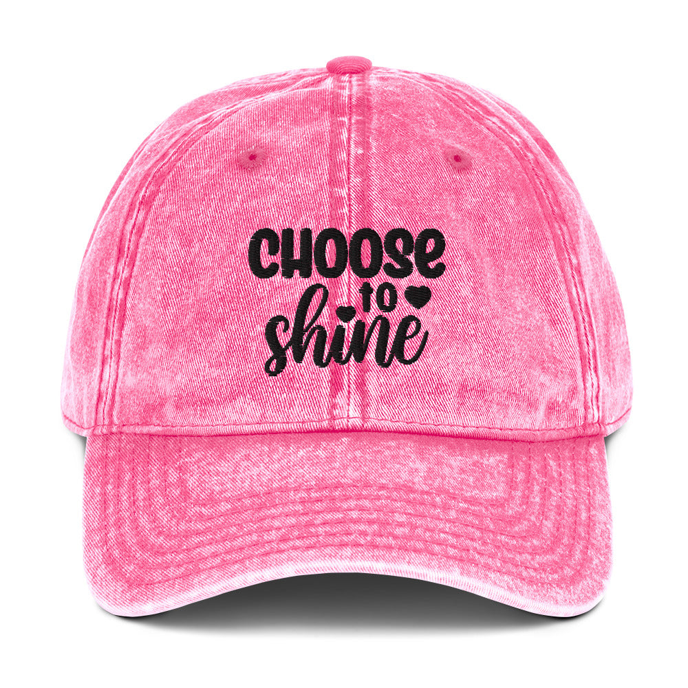 'Choose To Shine' Vintage Cotton Twill Cap