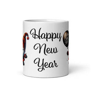 'Happy New Year Gnomie' White Glossy Mug