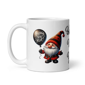 'Happy New Year Gnomie' White Glossy Mug