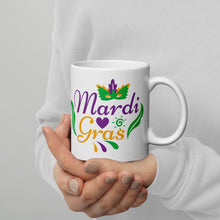 Load image into Gallery viewer, &#39;Mardi Gras Mask&#39; White Glossy Mug
