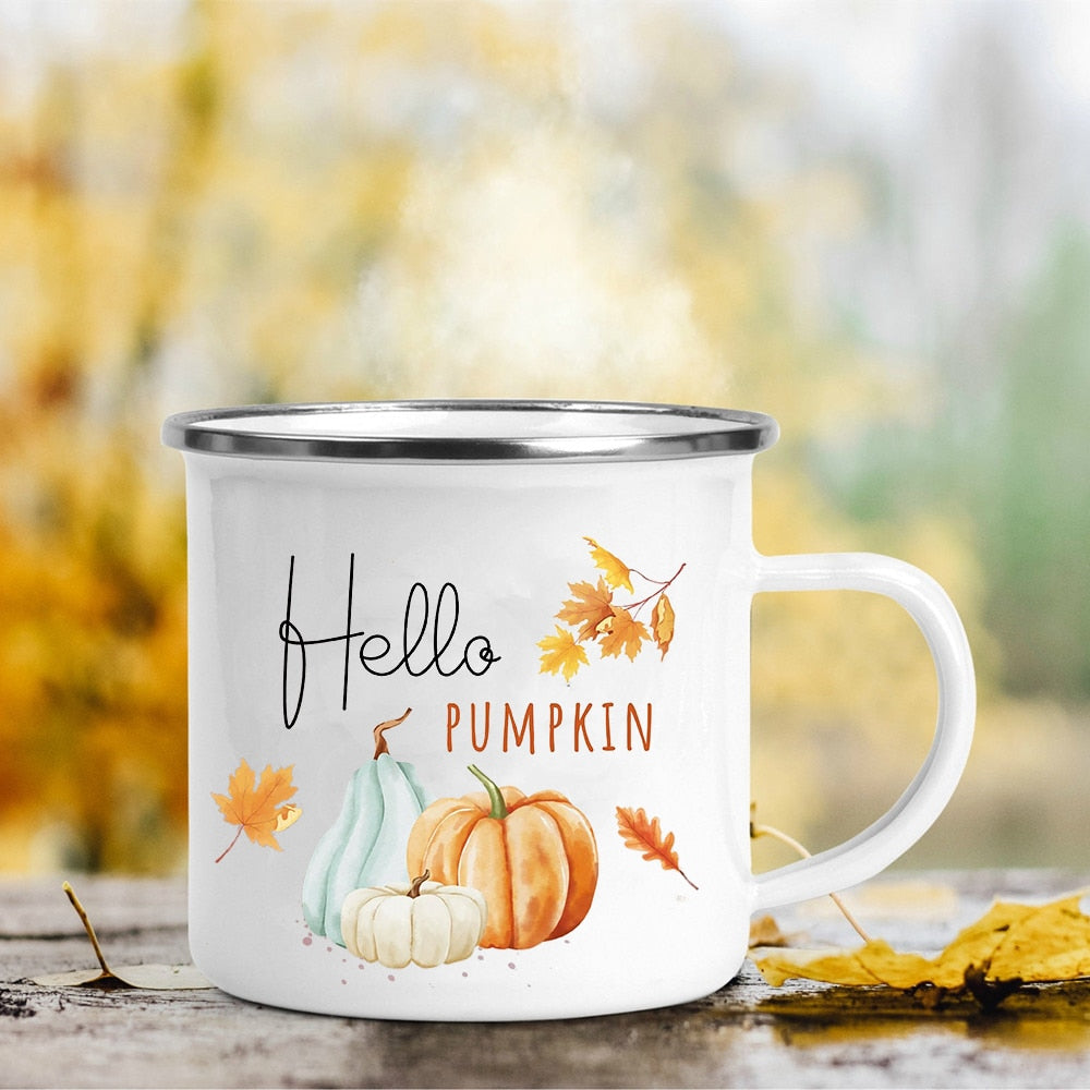 Americano coffee cup with autumn bright leaves, (716646)