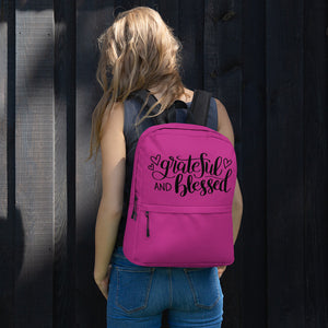 'Grateful & Blessed' Magenta Backpack