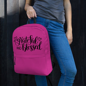 'Grateful & Blessed' Magenta Backpack