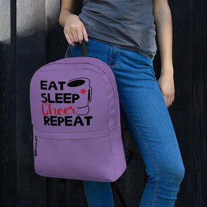 'Eat Sleep Cheer Repeat' Purple Backpack