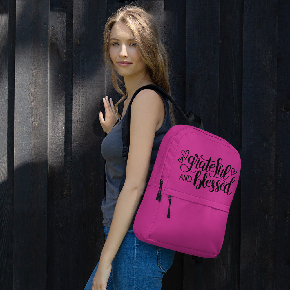 'Grateful & Blessed' Magenta Backpack