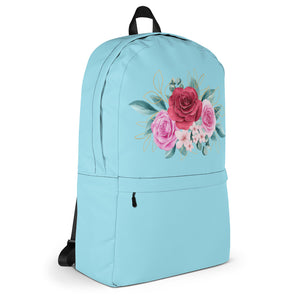 'Roses Bouquet' Light Blue Backpack