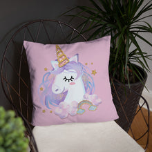 Load image into Gallery viewer, &#39;You Make Me Smile Unicorn Crown&#39; Basic Pillow
