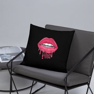 'I Love You Lips & Unicorn' Basic Pillow